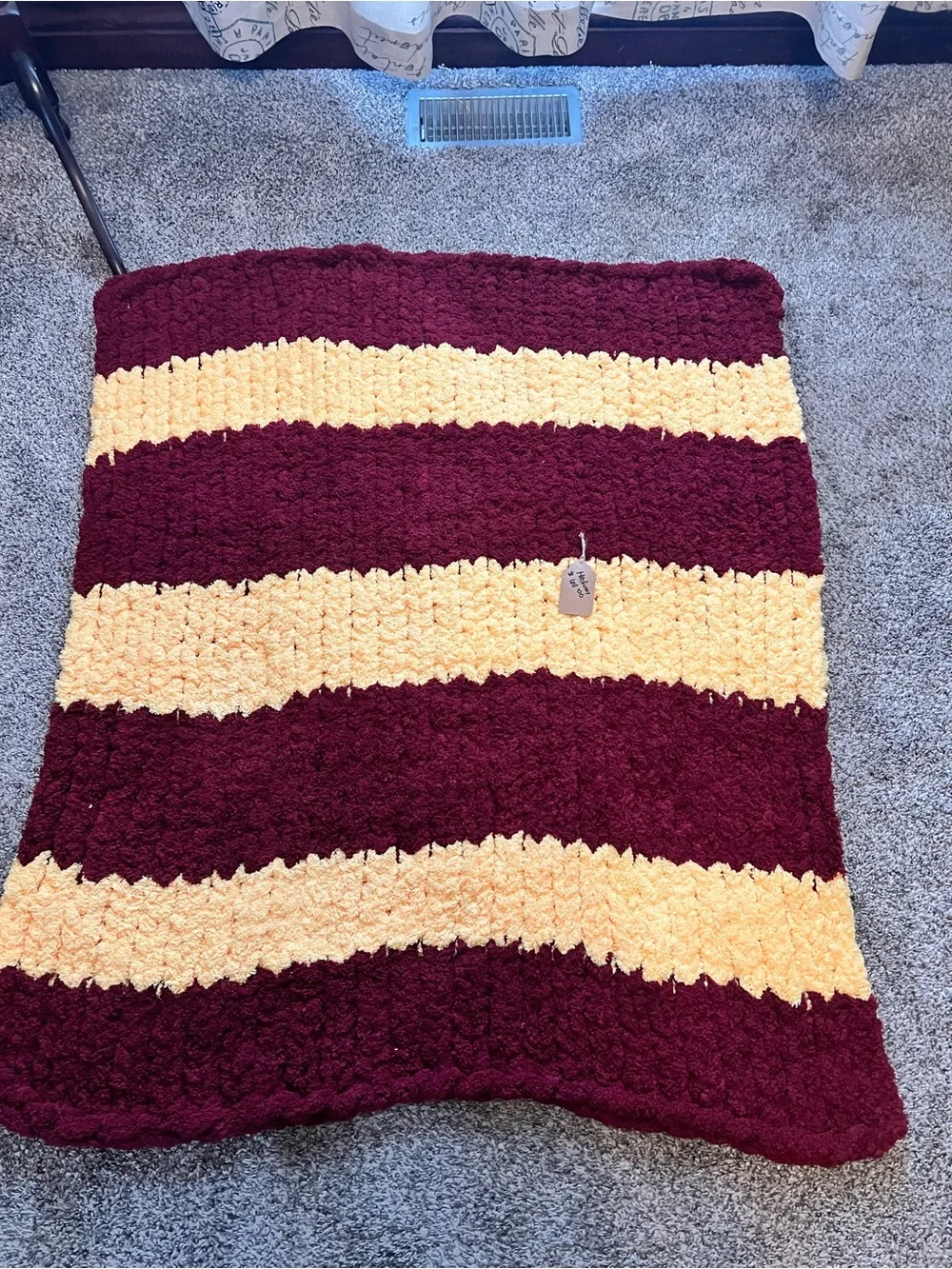 Cozy Striped Chunky Knit Sweater - Burgundy and Cream